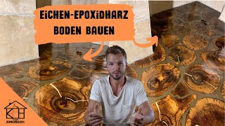 EichenEpoxidharzboden DIY  Cordwood Floor  Beeindruckender Fußboden [upl. by Blinni]