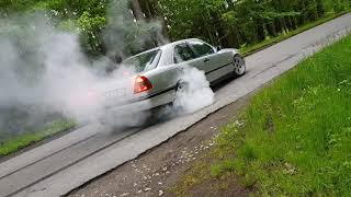 Mercedes Benz w202 c280 m104 straight pipe C36 AMG exhaust burnout [upl. by Thursby246]