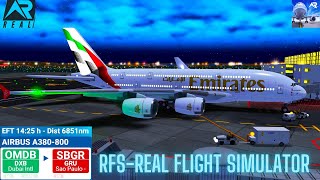 RFS–Real Flight Simulator–Dubai–To–Sao Paulo–Full Flight–A380800ER–Emirates–Full HD–Real Route [upl. by Romulus]