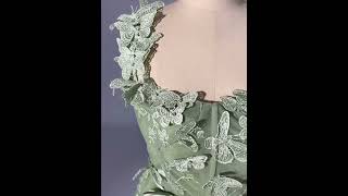 Stunning Sage Green Butterfly Lace Prom Dresses 2024 Split Front Formal Dresses [upl. by Sidonius200]