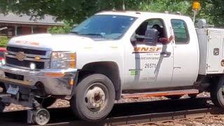 Friendly HiRail Driver Waves In Brookfield Illinois BNSF Racetrack [upl. by Ellierim]