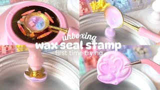 ☁️ unboxing wax seal stamp kit from TEMU 🍓  first time trying [upl. by Gundry]