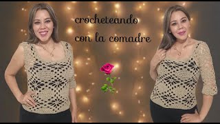 ⭐⭐⭐⭐⭐tutorial blusa sexy a crochet primaveraverano 2023 crocheteando con la comadre [upl. by Atnek]