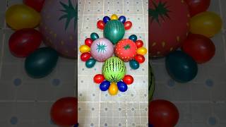 Create Beautiful Water Colorful By Big Watermelon Strawberry and 20 Mini Balloons Pop Reverse ASMR [upl. by Auqinahc926]