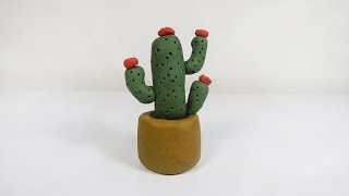 Cómo hacer un cactus de plastilina fácil paso a paso arcilla porcelana plantas [upl. by Nireves]