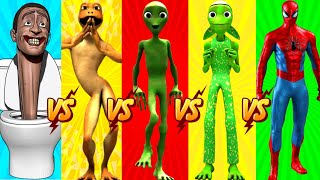 dance challenge  dame tu cosita vs Skibidi Toilet Vs spiderman vs patila vs me kemaste green alien [upl. by Ultann]