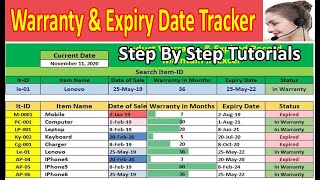 Product Warranty And Expiry Date Maker in Excel Product Warranty And Expired Date Maintain in Excel [upl. by Seldun364]