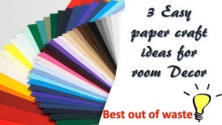 3 easy diy paper craft ideas  Room Decor  best out of waste ideas [upl. by Aelhsa533]