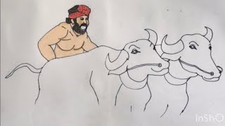 Varaha Roopam song from kantara movie Buffalo race🐃Kambala Drawing ✍️ [upl. by Sophey]