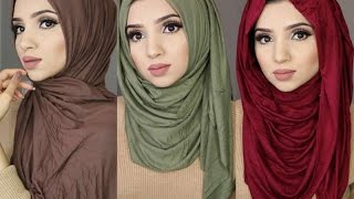 3 Simple Hijab Styles Using Jersey Material [upl. by Flower]