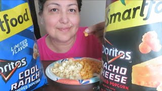 REVIEW  SmartFood Doritos Nacho Cheese Flavored Popcorn and Cool Ranch Flavored popcorn [upl. by Aldous643]