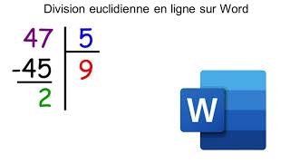 Division euclidienne en ligne sur Word [upl. by Liban]