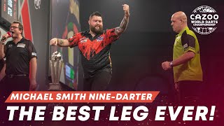 THE BEST LEG OF ALL TIME 🤯 MICHAEL SMITH HITS A NINEDARTER IN A WORLD CHAMPIONSHIP FINAL [upl. by Aisats]