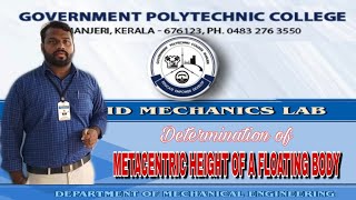 Determination of Metacentric height of a floating body Gptc Manjeri [upl. by Aloin339]