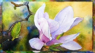 How to Paint the Magnolia Flower Watercolor Painting Part 1 [upl. by Nemzzaj840]