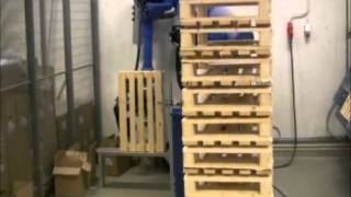 Motoman robot nailing timber pallets [upl. by Lletnahc]