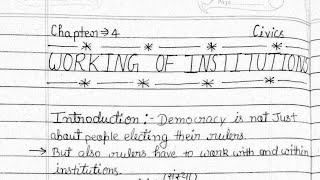 Class 9 civics chapter 4 notes  Working of Institutions class 9 with handwritten notes [upl. by Martsen]