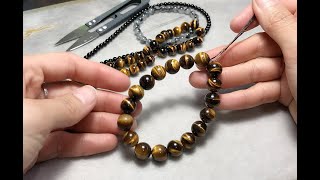 How to make bracelets with Elastic Cords Strings Easily  How to secure a beaded bracelet [upl. by Neslund]