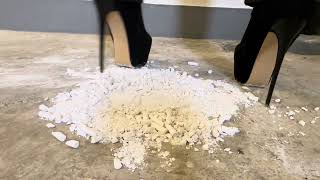 High heel ankle boots crush chalk into dust [upl. by Lanrev]