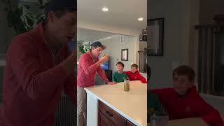 My turn again Boys dare Dad to drink a glass of green olive juice [upl. by Sebastian670]