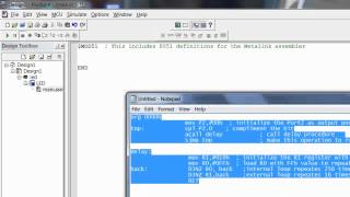 Multisim MCU MultiMCU Assembly Language blinkling LED 8051 [upl. by Gabi]