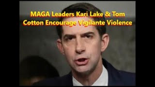 MAGA Leaders Kari Lake amp Tom Cotton Encourage Vigilante Violence [upl. by Etteuqram468]