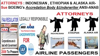 ATTORNEYS  INDONESIAN  ETHIOPIAN amp ALASKA AIRSue BOEINGs Accredation Body ampUnderwriter ANSIANAB [upl. by Louisette]