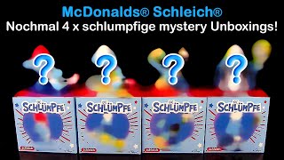 McDonalds ® Schleich ® Schlümpfe ™ 2024  nochmal 4 x mystery Unboxing  Happy Meal ® [upl. by Anaele]