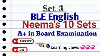 Set3 Solution  Neemas Ten sets solution 2081BLE Ten Set English solution [upl. by Lombardi]