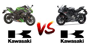 KAWASAKI NINJA 650 vs KAWASAKI ZX6R  SideBySide Comparison  King Eley TV [upl. by Suiddaht]