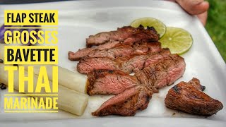 117 Flap Steak großes Bavette in Thai Marinade vom Holzkohlegrill  ein wirklich großes Steak [upl. by Darrow627]