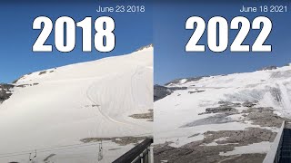 TIGNES GRANDE MOTTE GLACIER SUMMER COMPARISON 2018 2022 4K [upl. by Brody]