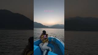 Sunset view at Tehri lake🤍 trending travel tehri tehrigarhwal boating uttrakhand photography [upl. by Lleuqram]