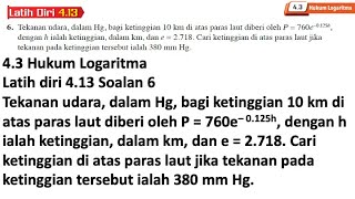 Latih diri 413 Soalan 6  43 Hukum Logaritma  Bab 4 Indeks Surd dan Logaritma  Add Maths [upl. by Fogel]