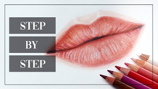 HOW TO DRAW REALISTIC LIPS WITH COLORED PENCILS Easy Step By Step Tutorial [upl. by Baugh14]