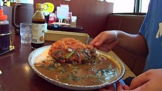 【CoCo壱番屋】 手仕込とんかつカレー ＆400g ＆２辛 ＆ほうれん草 飯動画 [upl. by Eedia]