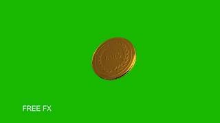 3D gold coin rotation 360 degree in green screen with alpha vfx footage [upl. by Legnaesoj]