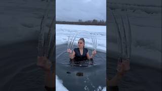 Crazy girl from Russia stays in the snow all dayfacts ice shorts [upl. by Lledyl]