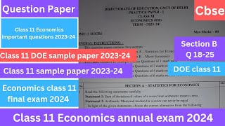 class 11 economics annual exam 2024  question paper  Doe practice paper 202324  class 11 eco [upl. by Bertie183]