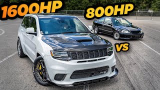 1600HP Jeep Trackhawk VS 800HP AWD Honda Civic 5000LB vs 2500LB [upl. by Malamut]