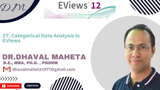 27 Categorical Data Analysis in EViews 12  Dr Dhaval Maheta [upl. by Genesa]