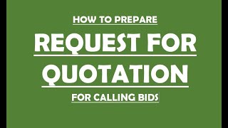 How to prepare RFQ  Request for Quotation Procurement [upl. by Ahrens]