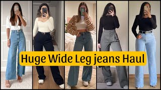 Freakins Jeans amp trousers Haul  Wide leg Jeans Haul  H amp M Haul  Zara Trousers Haul  bottom Haul [upl. by Guillema10]