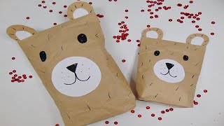 Basteln Teddy Tüte aus Altpapier gebastelt  Upsycling mit Altpapier  Geschenktüte DIY [upl. by Airbmak]