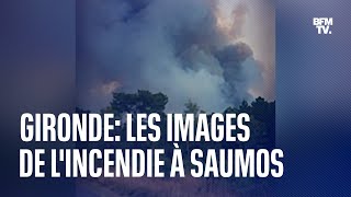 Important incendie en Gironde le village de Saumos évacué [upl. by Ricoriki]