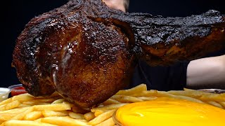 ASMR MUKBANG GIANT TOMAHAWK STEAK amp FRIES  WITH EXTRA CHEESE [upl. by Cardinal]