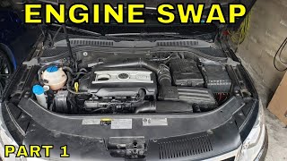 How To Engine Swap On Volkswagen cc Part 1 [upl. by Annairb]