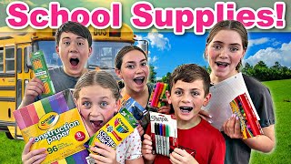 School Supplies for 10 kids  Back To School 2023  School Supplies Challenge [upl. by Skilken]