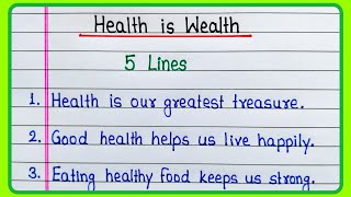 5 lines on Health is Wealth  Health is Wealth 5 lines essay in English  Health is Wealth [upl. by Odradlig]