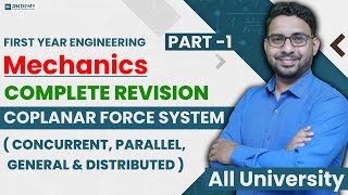 MECHANICS  Complete Revision of Coplanar Force System  Concurrent Parallel General amp Distributed [upl. by Ahsikar]